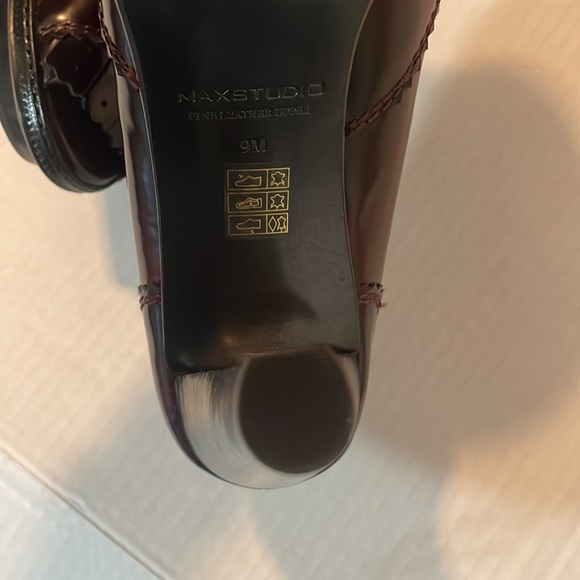 Max Studio Fury Burgundy Leather Heel Peep Toe Pumps Shoes Size 9 - Picture 8 of 9